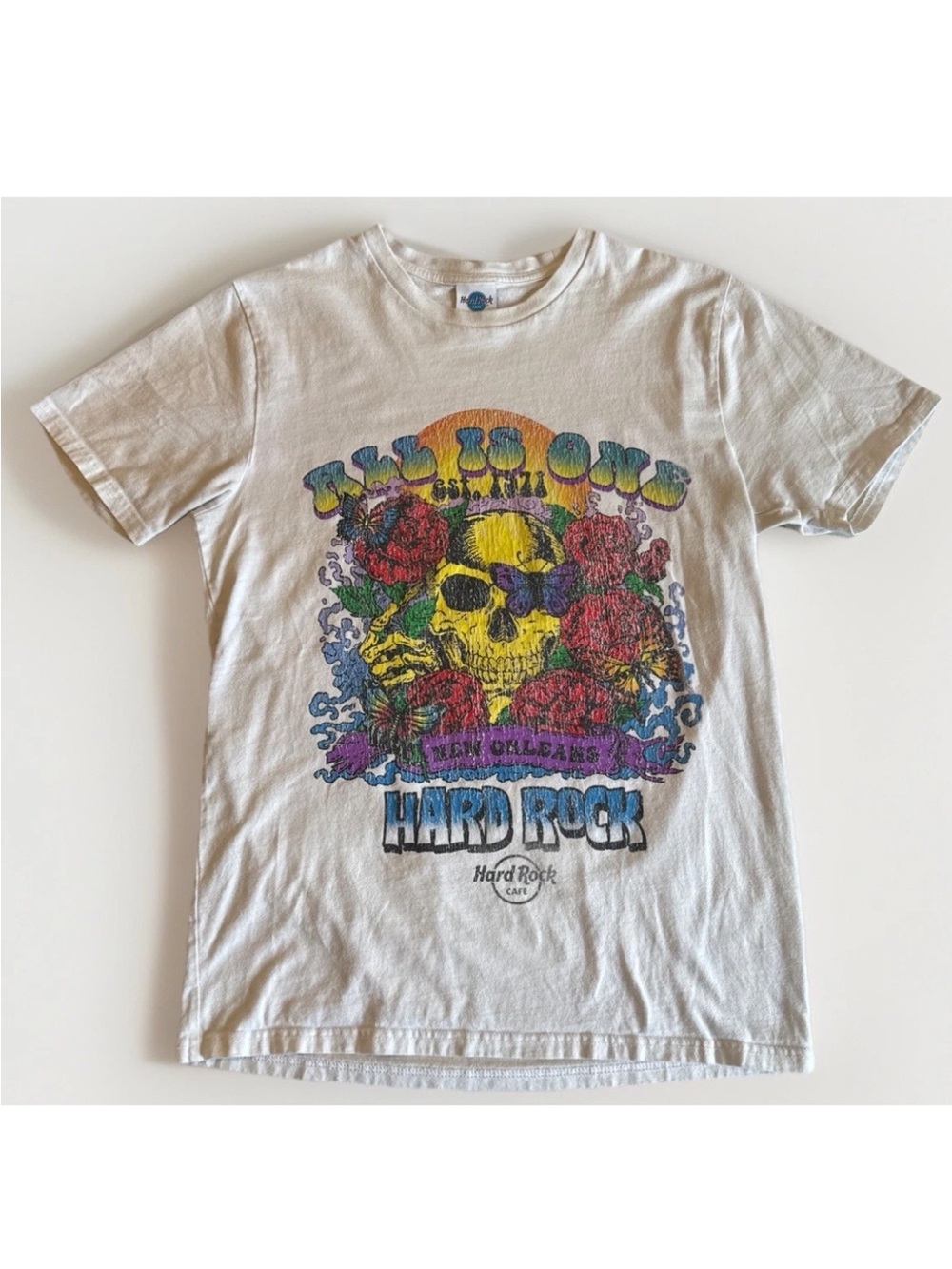 Hard Rock Cafe x PacSun New Orleans Skull Rose T-Shirt Medium White All Is One